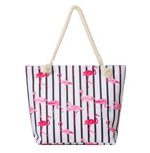 Nowe kobiety plażowe flamingo paski w paski torby ropowe płócienne na zewnątrz swobodne torby