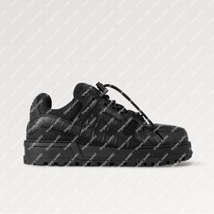 Explosion new Uomo Donna Trainer Maxi Sneaker 1ACN17 Pelle di vitello stampa alligatore nera Lacci tecnici con fermaglio vestibilità oversize suola in gomma tono su tono