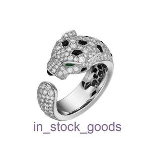 Роскошное дизайнерское кольцо 925 Посеребренное кольцо Высокоуглеродистый бриллиант Деревянное кольцо Sasa Green/Carter Jaguar Имитация изумрудного гепарда Оригинальное кольцо 1:1 с настоящим логотипом