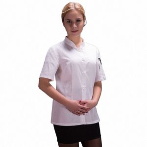 Kockuniform för kvinnor Summer Restaurant Cook Workwear White Shirt Hotel Red Chef Jaket Catering Service Kockkläder Q858#