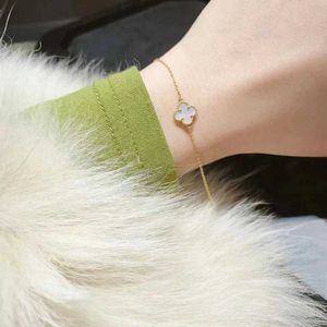 Original by designer Van V Gold Simple Mini Clover Couple Bracelet with Cold and Cool Wind Thickened 18K Rose Plating Decoration jewelry