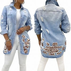 Autumn Women Sexy Ripped Patchwork Denim Jackets Vintage Casual Jean Jacket LG Sleeve Winter Female Coat Streetwear Z8i8#