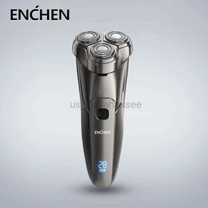 Electric Shavers Enchen Mens Electric Shaver Steel3s IPX7 Vattentät rakknivar Tre blad Intelligent laddningstyp C 240329