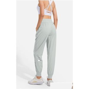 Mulheres Tracksuits Ll Mulheres Jogging Yoga Nona Calças Bolso Fitness Leggings Suave Cintura Alta Hip Elevador Elástico Casual Dstring Pernas Suor Otmhs