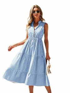 Ladies Vintage Boho Summer Dr Women Sleevel Casual Holiday Camicia a righe Dr Women Sundr Outfit Abito femminile Abiti Y1MF #