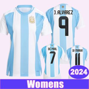 2024 Martinez Kadın Futbol Formaları Milli Takımı Di Maria Romero de Paul Mac Allister J.Alvarez Tagliafico Ev Futbol Gömlekleri
