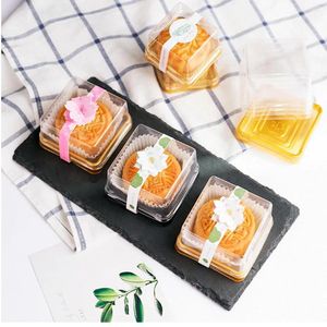 Strumenti di cottura 50 pezzi Mini scatola quadrata per torte Tazze per muffin in plastica trasparente con coperchio Contenitore per biscotti e cupcake