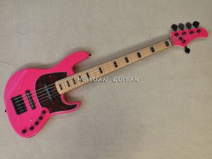 Gitar 5 Strings Pembe Elektrikli Bas Gitar Akçaağaç klavyesi, Red Pearl Pickguard, Özelleştirilmiş Logo/Renk Mevcut