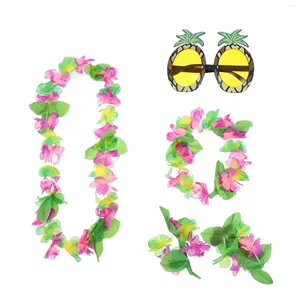 Dekoratif Çiçekler Çelenk Ananas Gözlükleri Luau Partisi Güneş Gözlüğü Hawaii Toplu Plaj Bezi Prop Gözlükler