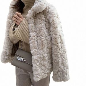 autumn Winter New 2023 Lamb Wool Coat Women's Short Plush and Thicken Female Faux Fur Rabbit Hair Warm Jackets b5gw#