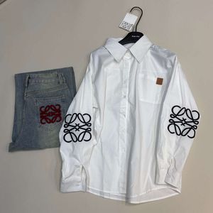 Simple And Loose Trendy Brand Spring Summer High End Elegant Leather Label Pocket Shirt Embroidered Logo Long Sleeved Quality Good