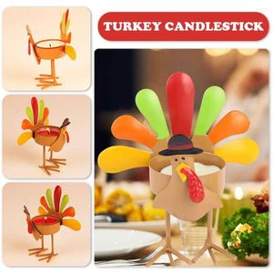 Candle Holders 1PCS Thanksgiving Turkey Tea Light Holder For Fall Table Home Fireplaces Window Decorations M8N9