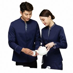 Uniformi da cameriere Lg Sleeve Catering Hotel Cameriere Abbigliamento da lavoro Ristorante Fast-food Cuoco Abbigliamento Camicia da cameriere maschile Giacca da piatto caldo