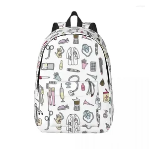 Storage Bags Cartoon Enfermera En Apuros Canvas Backpacks For Men Women School College Student Bookbag Fits 15 Inch Laptop
