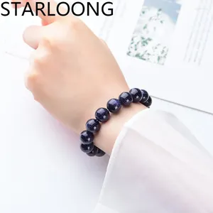 Strang RUILONG Mode Natürliche Blaue Sand Stein Armband 6/8/10 MM Runde Perlen Schmuck Süße Farbe Charme armband Geschenk