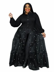 WMSTAR Plus size sexy imprezy siatka patchwork pararzy strój klubowy elegancki jesień fi maxi dres hurtowy kropel p8jq#