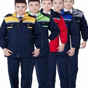 2021 Zimowe odzież robocza dla mężczyzn Kobiety ciepłe ciepłe koziołowe warsztaty fabryczne Suit Suit mechaniczne mundury naprawcze y4oa#