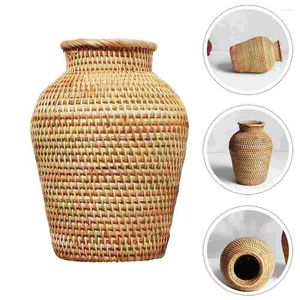 Vasen Rattan Vase trockene Blumenbehälter Handwerk Roman Aufbewahrungskörbe gewebte Desktop -Schmuckbüroanlage Innenräume