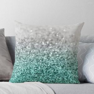 Travesseiro prata azul-petróleo oceano glitter glam #1 (falso glitter) #brilhante #decoração #arte capa personalizada