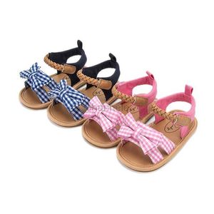 Sandálias 2021 novas sandálias da criança infantil bebê meninas sapatos arco-nó princesa sapatos moda sola de borracha antiderrapante primeiros caminhantes 2 cores 240329