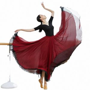 720 Degree Double Layer Skirt Belly Dance Women Gypsy Lg Skirts Dancer Wear Dance Skirt Classical Dance Practice Gauze Skirt S9Bp#