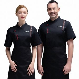 Mundur szefa kuchni dla mężczyzn Kobiety z logo restaurace persalizowane kucharzowe koszuli rękawy kurtka kurtka Top Design Wzór A6f0#