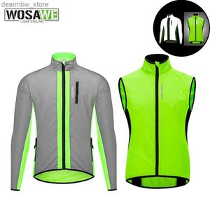 Cykeljackor Wosawe Full reflekterande cykeljacka MTB Raincoat Spring Autumn Windbreaker Cykelkläder Vindtätt Waterproof Running Vest24329