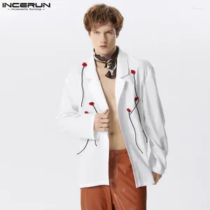 Męskie garnitury Inderun Tops 2024 Mass Men splating Rose Decoration Suit Casual impreza