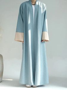 Roupas étnicas Moda Hit Color Manga Kimono Oversized Robe Muçulmano Abaya Feminino Comprimento Total Outerwear Serviço de Adoração Abayas Wy1954