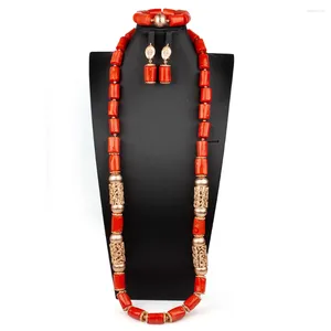 Set di orecchini per collana Set di braccialetti da 40 pollici di moda in corallo naturale a strato singolo per donnaABS182