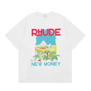 American high street trendy brand RHUDE minimalist comic letter print casual loose short sleeved T-shirt unisex summer