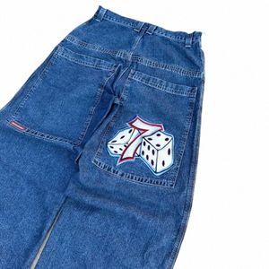 Jnco Man Jeans Y2k Брюки-карго Джинсовая мужская одежда Широкие штанины Хип-хоп Рок Вышивка Pattern New Fi Retro Harajuku Высокая талия y6sY #