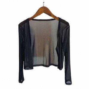 Kort mesh cardigan solid beskuren öppen söm 5 färg sommarsol skyddar mjuk kvinnlig andningsbar enkel strand populär het försäljning t9zb#