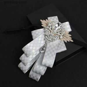 Arco laços luxo strass gravata borboleta homens e mulheres moda britânica negócios casamento fita colar flores artesanais jóias presentes para homens y240329