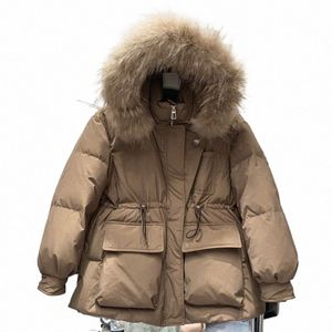 down Jacket for Women Mid-lg Hooded Parka Winter Warm White Duck Puffer Coat Womens Clothing Fi Racco Fur Collar G0dv#