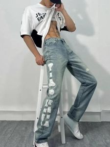 Męskie dżinsy spodnie duże rozmiary Got Hip Hop Man Cowboy Pants Graphic Pight Patch Designer jasnoniebieski 2024 Fashion Classic XS