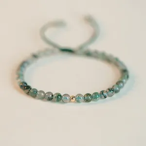 Strand 4 mm Vintag Green Moonstone Crystal Bead Bracelet dla kobiet Reiki Stone Akwamaryn Aventurine Bransoletowa biżuteria Pulsera