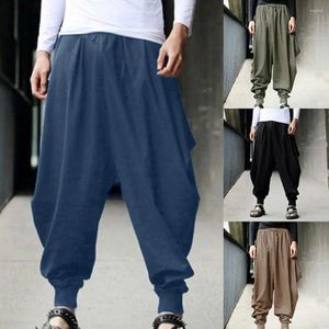 Calças masculinas fitness moletom hip hop cintura elástica cor sólida cordão ajustável casual anti pilling