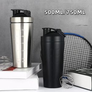 Rostfritt stål Protein Shaker Cup Portable Fitness Sports Mug Nutrition Shakers Vattenflaskor 240328