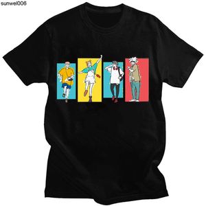 Verão europeu de manga curta jujutsu kaisen feitiço batalha masculino puro algodão topo bonito em torno do pescoço impresso camiseta