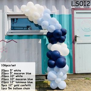 Party Decoration 106 Pcs/set Mixed Blue Beig Latex Balloons Confetti Foil Balonnen Balloon Chain For Wedding Christmas Prop Background