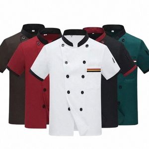 chef Jacket Unisex Short Sleeve Men Women Cook Shirt Coat Barista Baker Uniform Restaurant Kitchen Clothes Waiter Wear O8mZ#