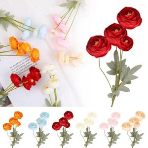 Decorative Flowers 4 Heads 59cm High Quality Camellia Artificial Silk Diy Wedding Arrangement Decoration Floral Home Table Accessories