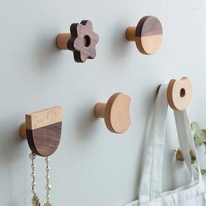 Ganci Cartoon Legno Multiuso Punzonatura Appeso a parete Forma di biscotto Gancio Decorazione Cremagliera Porta Portico Portachiavi Portachiavi Organizzatore della casa