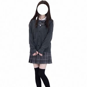 Dark Grey School Cardigan Girl Jk Uniform Sweater Casel School School School Autumn Winter Japonês JK Roupas de estudante uniforme Lolita M7EP#