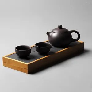 Teetabletts The Big Dipper Design Frosted Stone Bambus Wasseraufbewahrungstablett China-Stil Kong Fu Kits für Pot Cup