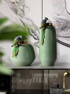 Vaser kinesisk stil ljus lyx emaljfärg keramik dekoration avancerad kreativ vardagsrum veranda