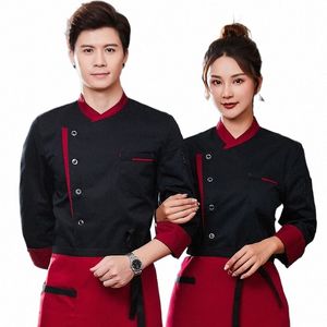 Man Restaurant White Chef Jacket Top LG Short Sleeve Woman Cafe Kitchen Work Wear Bakery Cooking Tops Fast Food Chef Uniform H8S2#