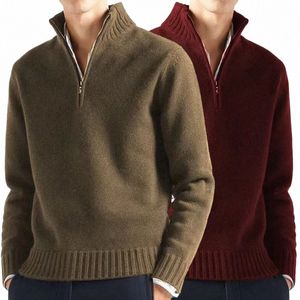 Mens Winter Winter Casual Daily Warm Coats Turtlenecks Half Zipper Sweaters Knitwear Spring Pullovers Solid LG Sleeved Tops för Male S3ac#