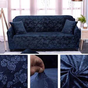 Stol täcker elastisk präglad soffa täckning för hemmet vardagsrum kristall sammet stretch slipcover antislip sektion hörn couch2526
